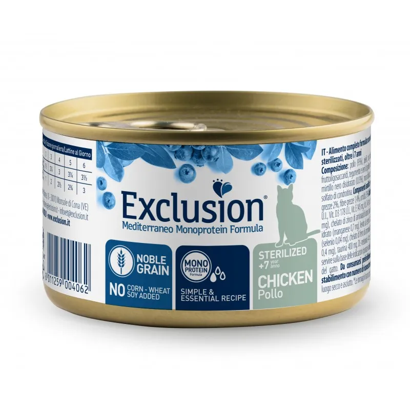 Exclusion Cat Monoprotein Noble Grain Urinary Sterilized 7+ Chicken влажный корм монопротеиновый с курицей для стерилизованных пожилых кошек - 85 г
