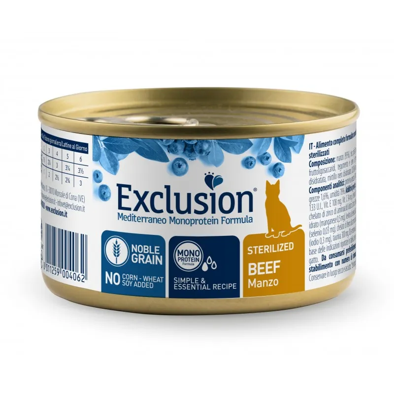 Exclusion Cat Monoprotein Noble Grain Urinary Sterilized Beef влажный корм монопротеиновый с говядиной для стерилизованных кошек - 85 г