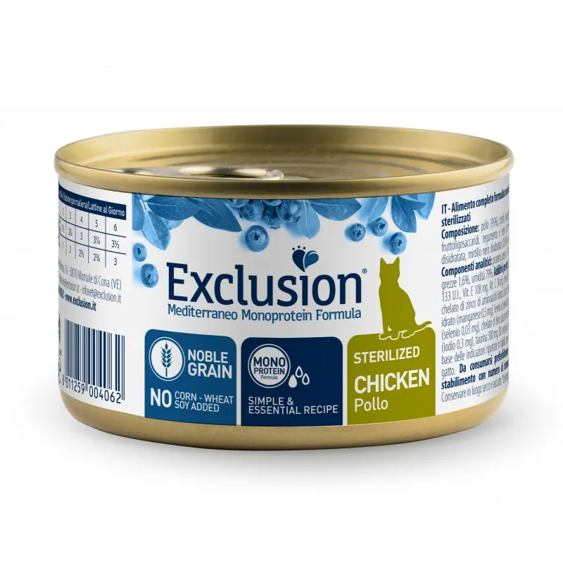 Exclusion Cat Monoprotein Noble Grain Urinary Sterilized Chicken влажный корм монопротеиновый с курицей для стерилизованных кошек - 85 г