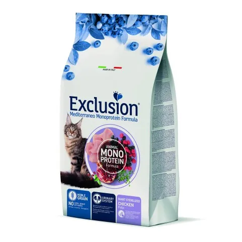 Exclusion Cat Monoprotein Noble Grain Urinary Giant Sterilized Chicken сухой корм монопротеиновый с курицей для стерилизованных кошек больших пород - 300 г