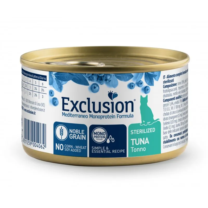 Exclusion Cat Monoprotein Noble Grain Urinary Sterilized Tuna влажный корм монопротеиновый с тунцем для стерилизованных кошек - 85 г