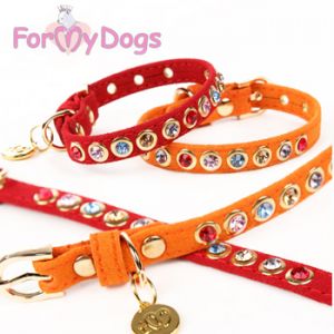 For My Dogs Ошейник велюр терракот 01-FW2011 (1*20-25 см)