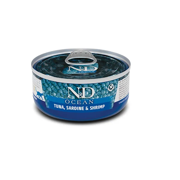 Farmina N&D Grain OCEAN TUNA, SARDINE & SHRIMP влажный корм для кошек, беззерновой, тунец, сардина, креветка - 70 г