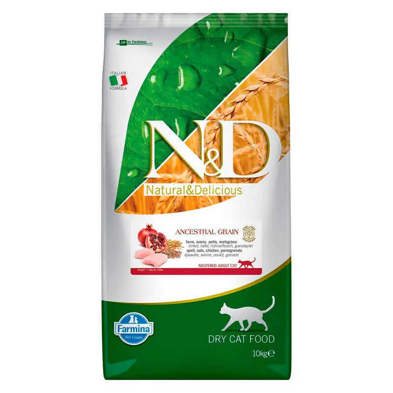 Farmina N&D Low Grain Cat Chicken & Pomegranate Adult низькозерновий сухий корм з куркою та гранатом для дорослих котів - 10 кг