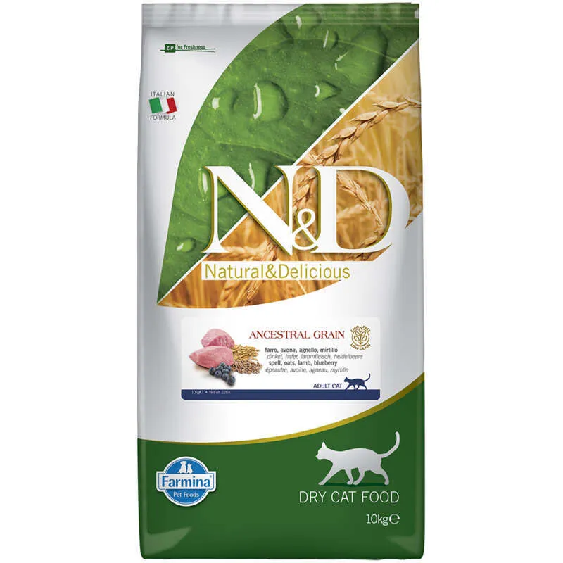Farmina N&D Low Grain Cat Lamb & Blueberry Adult низькозерновий сухий корм з ягнятком та чорницею для дорослих котів - 10 кг