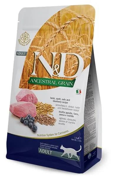 Farmina N&D Low Grain Cat Lamb & Blueberry Adult низькозерновий сухий корм з ягнятком та чорницею для дорослих котів - 1,5 кг