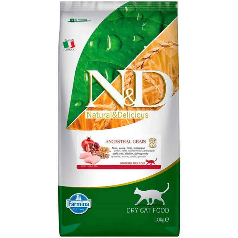 Farmina N&D Low Grain Cat Neutered Chicken Adult сухий сухий корм з куркою та гранатом для стерилізованих дорослих котів - 10 кг