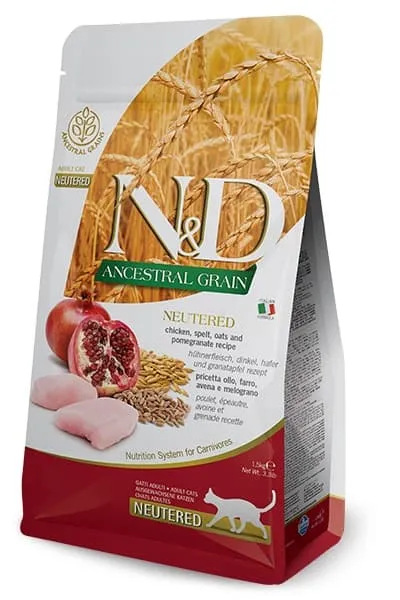 Farmina N&D Low Grain Cat Neutered Chicken Adult сухий сухий корм з куркою та гранатом для стерилізованих дорослих котів - 1,5 кг