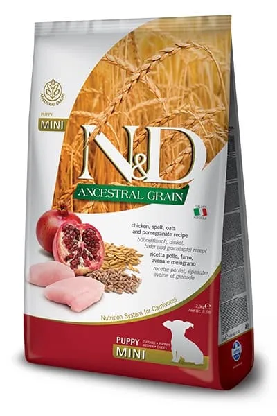 Farmina N&D Low Grain Chicken & Pomegranate Puppy Mini сухий низькозерновий корм з куркою і гранатом для цуценят дрібних порід - 2,5 кг