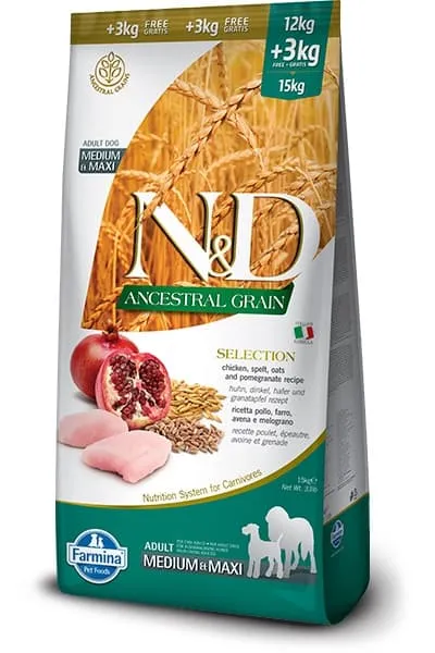 Farmina N&D Low Grain Dog Chicken & Pomegranate Adult низкозерновой сухой корм с курицей и гранатом для взрослых собак - 15 кг