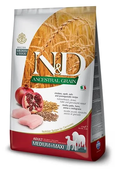 Farmina N&D Low Grain Dog Chicken & Pomegranate Adult Medium & Maxi низкозерновой сухой корм с курицей и гранатом для собак средних и больших пород - 2,5 кг