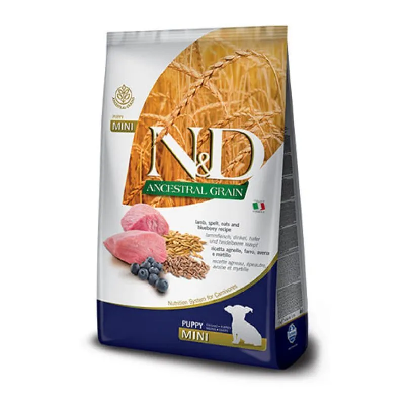 Farmina N&D Low Grain Dog Lamb & Blueberry Puppy Mini низькозерновий сухий корм з ягнятком та чорницею для цуценят дрібних порід - 7 кг