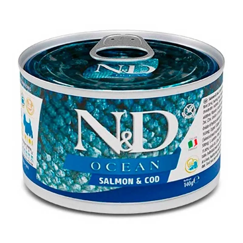 Farmina N&D Ocean Adult Mini Salmon & Cod беззерновой влажный корм с лососем и щепой для взрослых собак мелких пород - 140 г