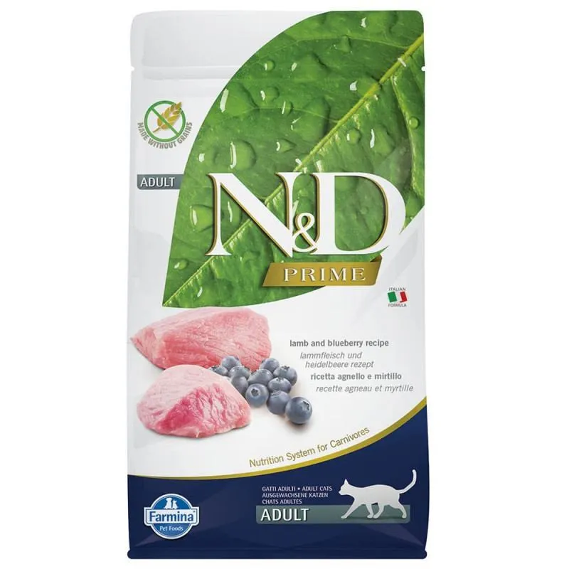 Farmina N&D Prime Grain Free Cat Lamb & Blueberry Adult беззерновой сухой корм с ягнёнком и черникой для взрослых кошек - 5 кг