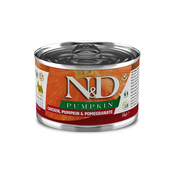 Farmina N&D Pumpkin Grain Free Adult Mini Chicken, Pumpkin & Pomegranate беззерновой влажный корм с курицей, тыквой и гранатом для взрослых собак мелких пород - 140 г
