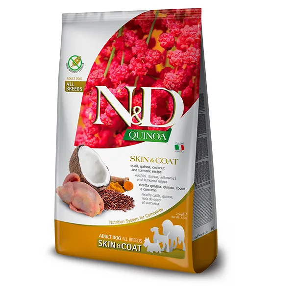 Farmina N&D Quinoa Adult All Breeds Skin&Coat сухий корм дієтичний з перепелом, кіноа, кокос та куркума для собак усіх порід, при харчовій алергії - 2,5 кг
