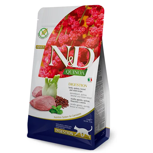 Farmina N&D Quinoa Ault Cat Digestion Lamb&Fennel сухой беззерновой корм с ягненком и киноа для кошек с нарушениями пищеварения - 5 кг