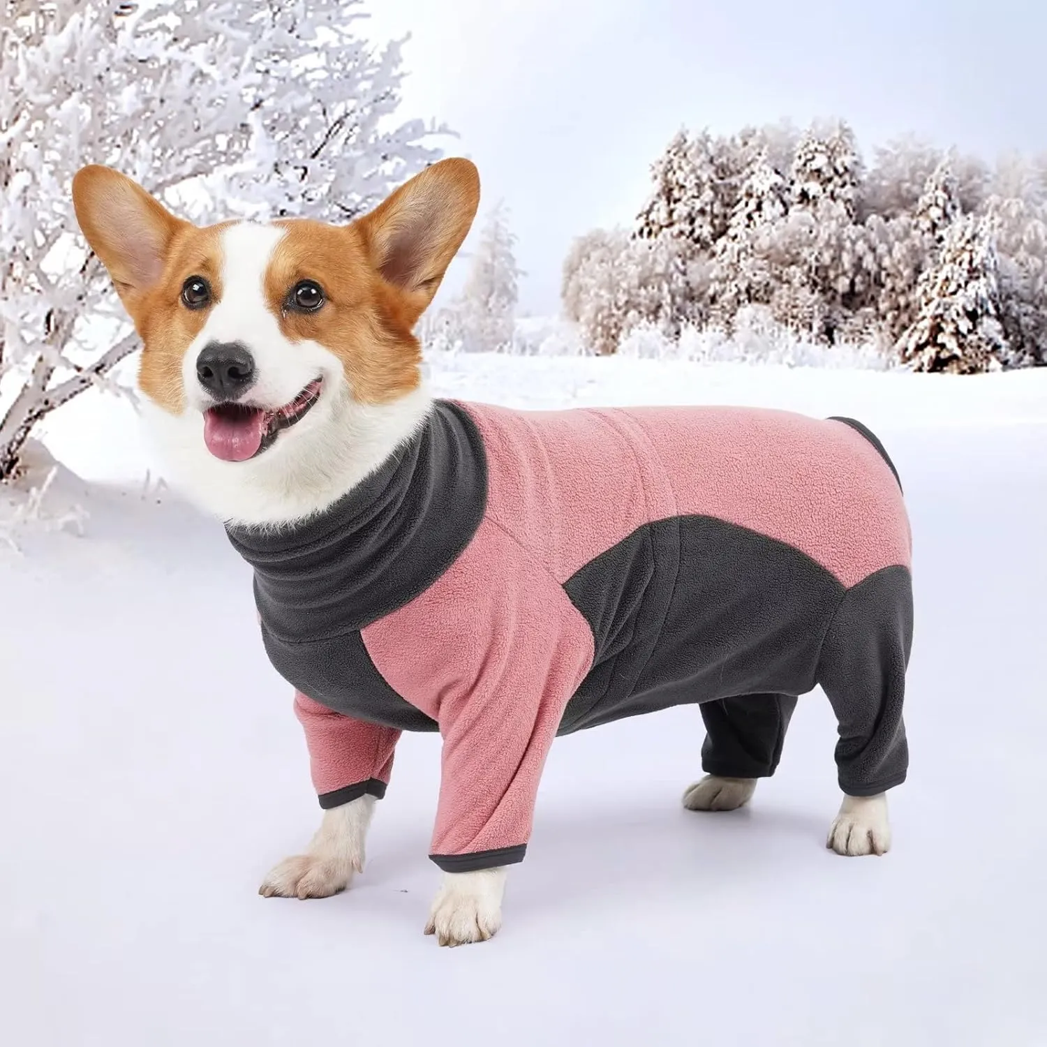 Wan Talk Dog Clothes Cold Proof, Pink Grey флисовый комбинезон для собак (размер: XS; цвет: Розовый; Серый)