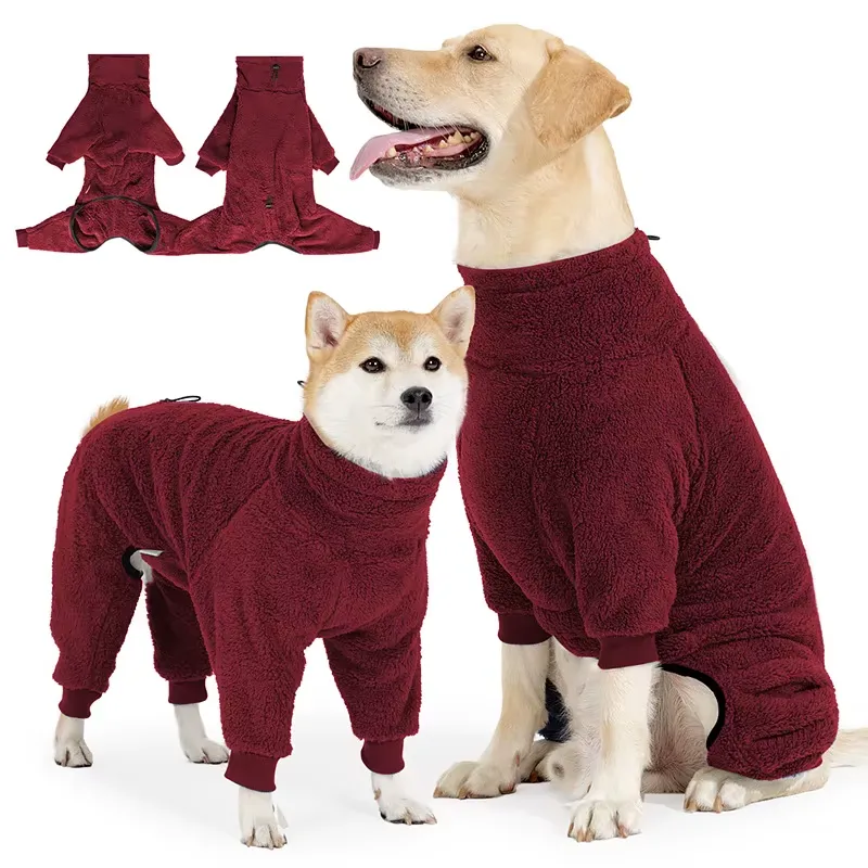 Wan Talk Four-legged Pullover Dog Coat, Bordo флисовый комбинезон для собак (размер: XS; цвет: Бордовый)