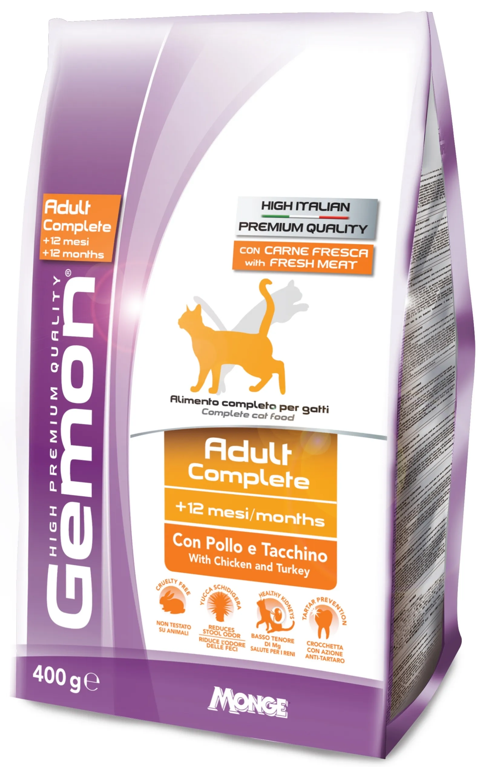 Gemon Cat Adult Complete Chicken&Turkey сухой корм с курицей и индейкой для взрослых кошек – 400 г