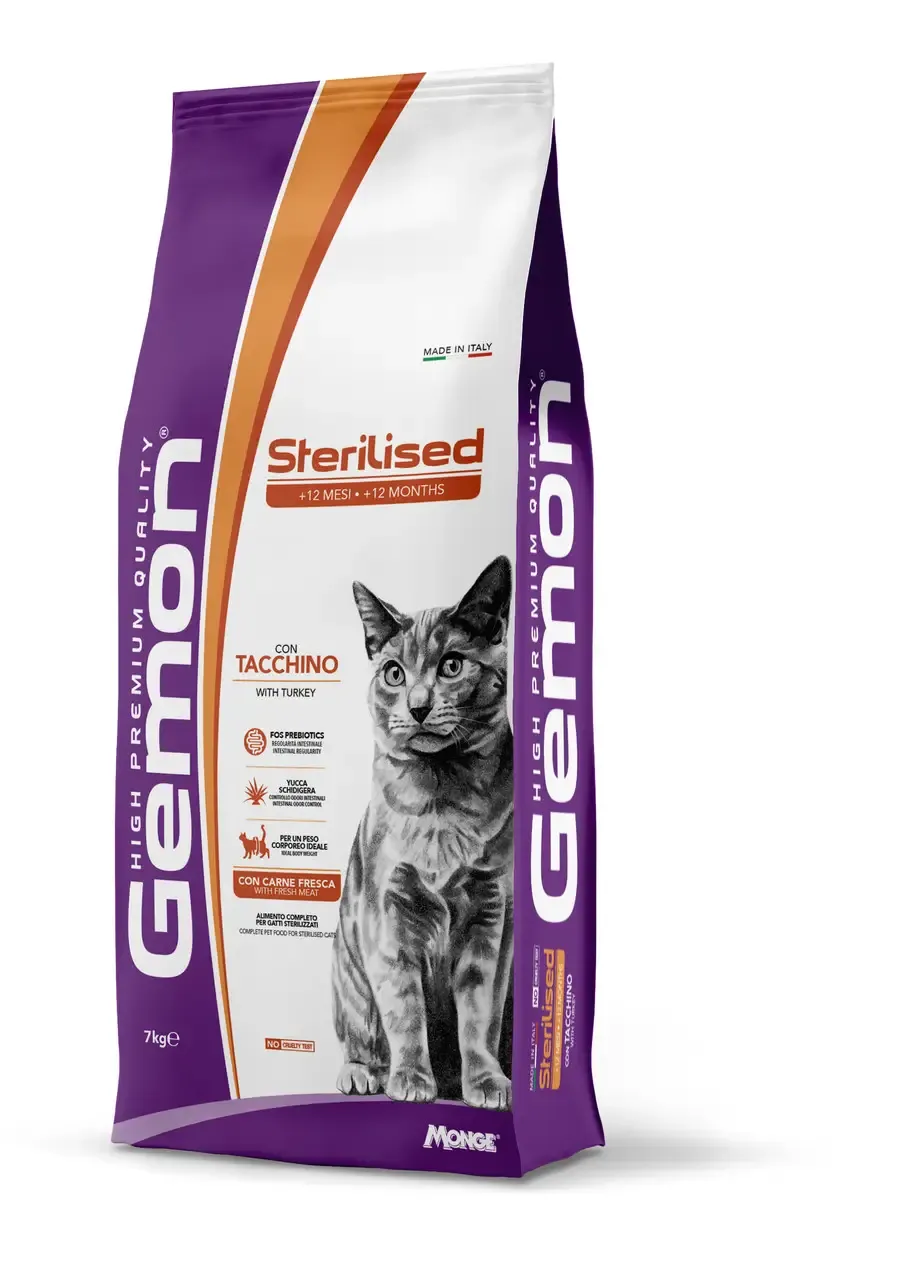 Gemon Cat Sterilized Turkey сухой корм с индейкой для стерилизованных кошек - 7 кг