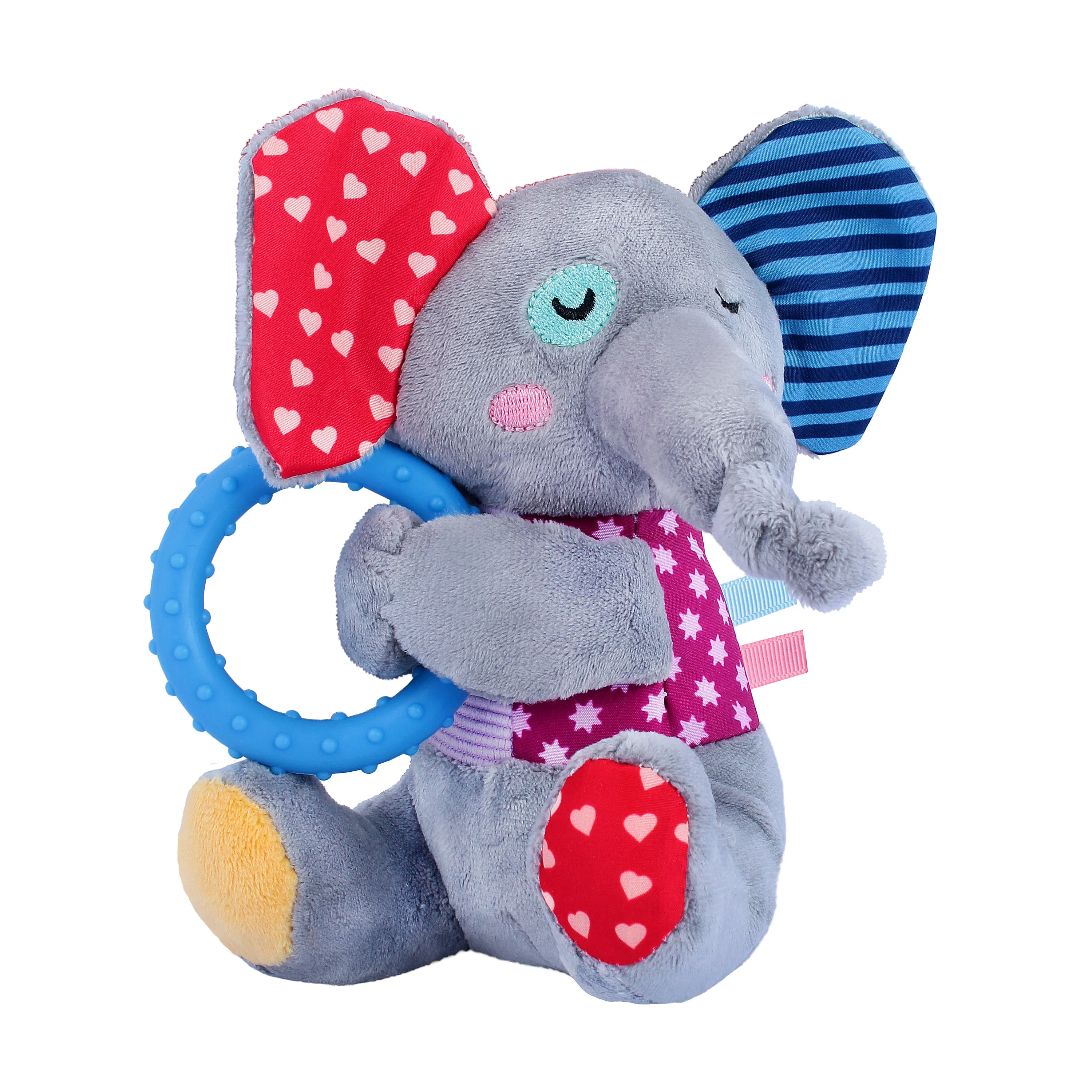 GiGwi Plush Friendz игрушка для собак с пищалкой и кольцом (дизайн: Слонёнок; цвет: серый; габариты: 16х11х9 см) - M