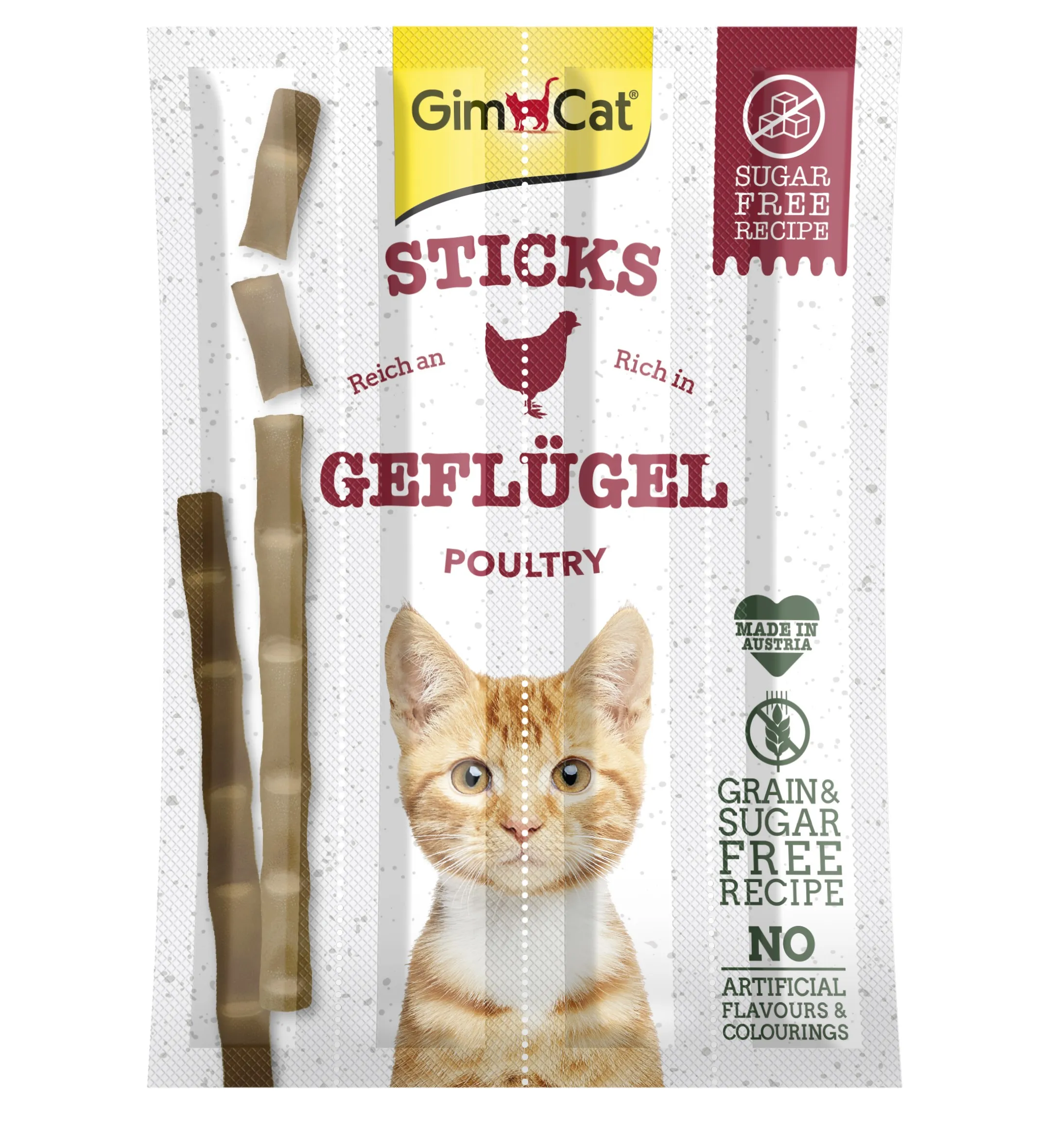 GimCat лакомство для кошек, палочки с мясом птицы - 4 шт по 5 г
