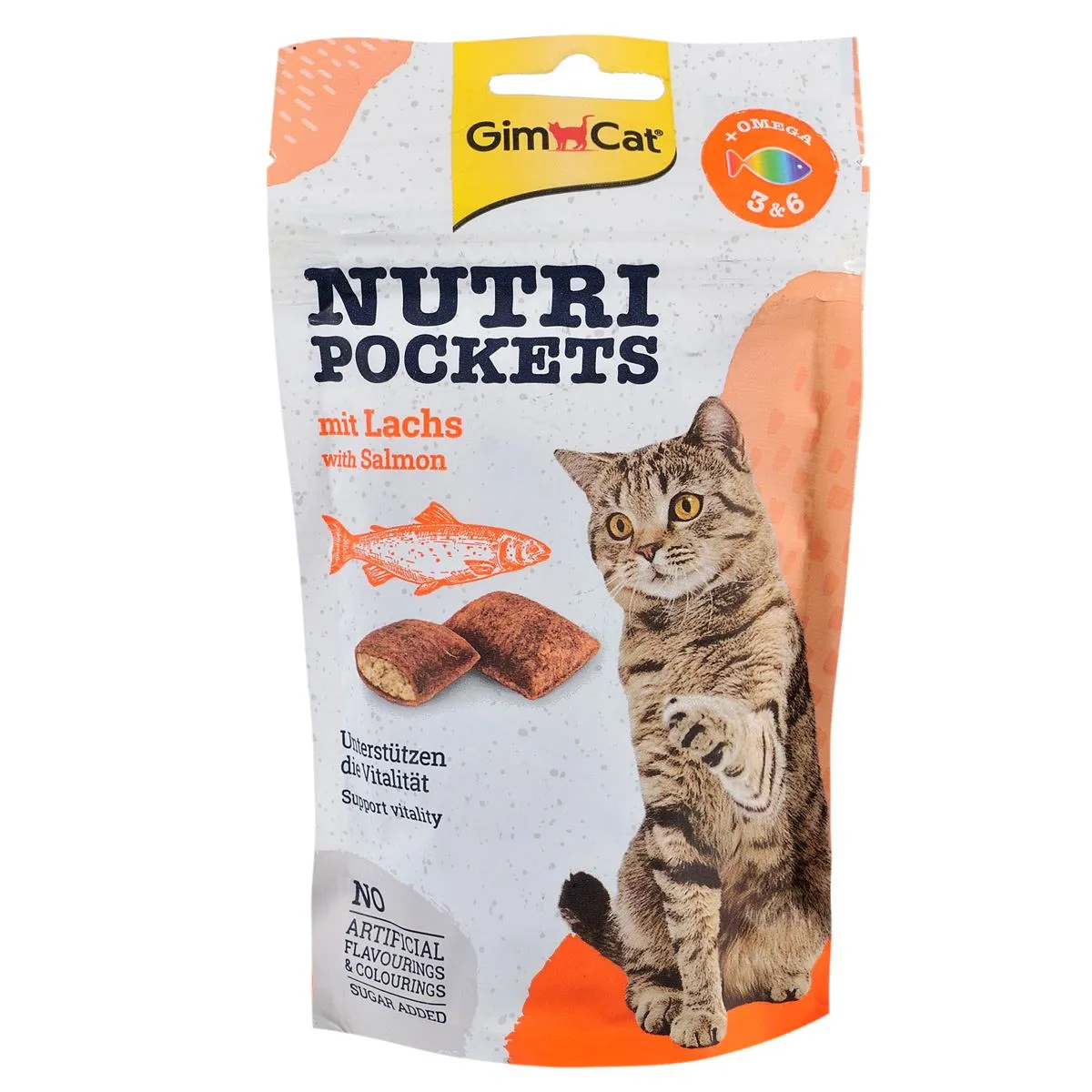 GimCat Nutri Pockets витаминное лакомство для кошек, лосось - 60 г