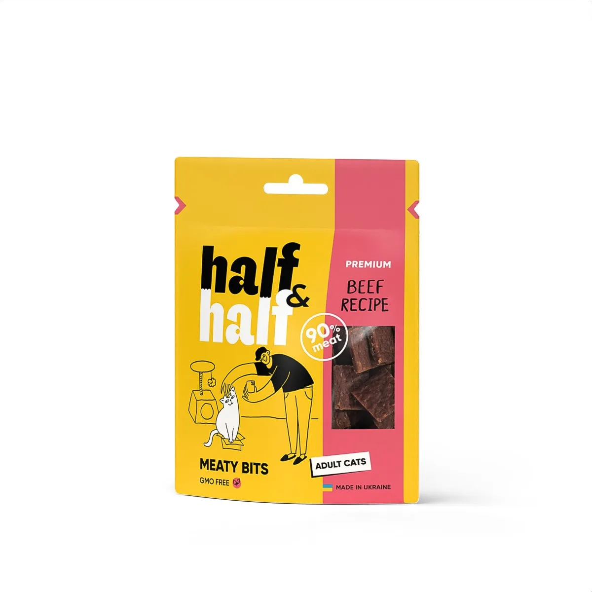 Half&Half Cat Adult Beef лакомство для кошек в форме мясных кусочков с говядиной - 50 г