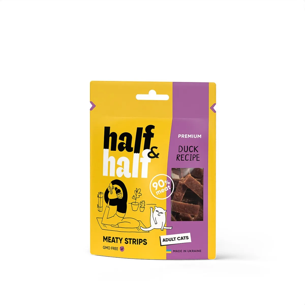 Half&Half Cat Adult Duck лакомство для кошек в форме мясных полосочек с уткой - 50 г