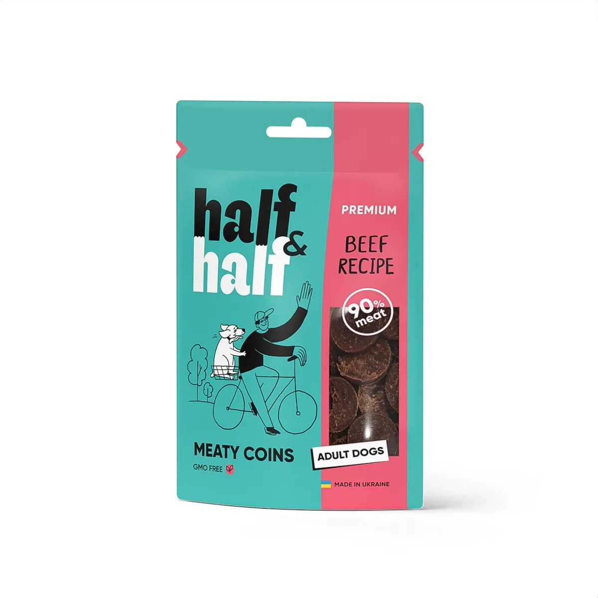 Half&Half Dog Adult Beef лакомство для собак в форме мясных монеток с говядиной - 100 г