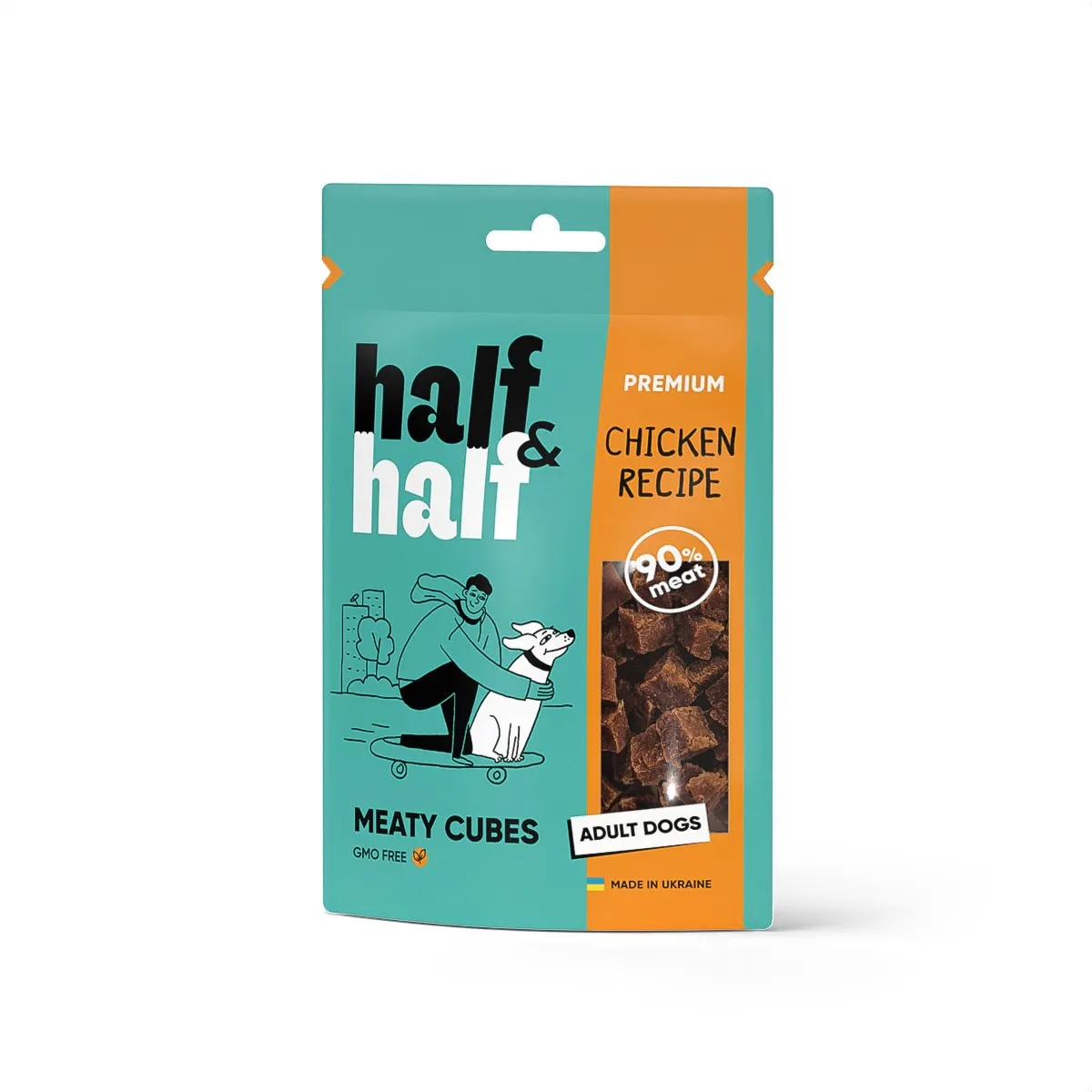 Half&Half Dog Adult Chicken лакомство для собак в форме мясных кубиков с курицей - 100 г