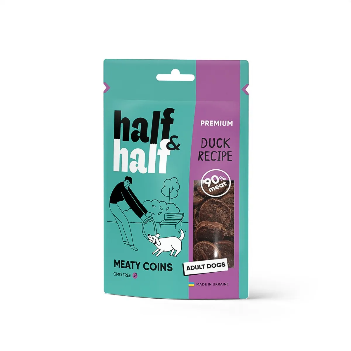 Half&Half Dog Adult Duck лакомство для собак в форме мясных монеток с уткой - 100 г