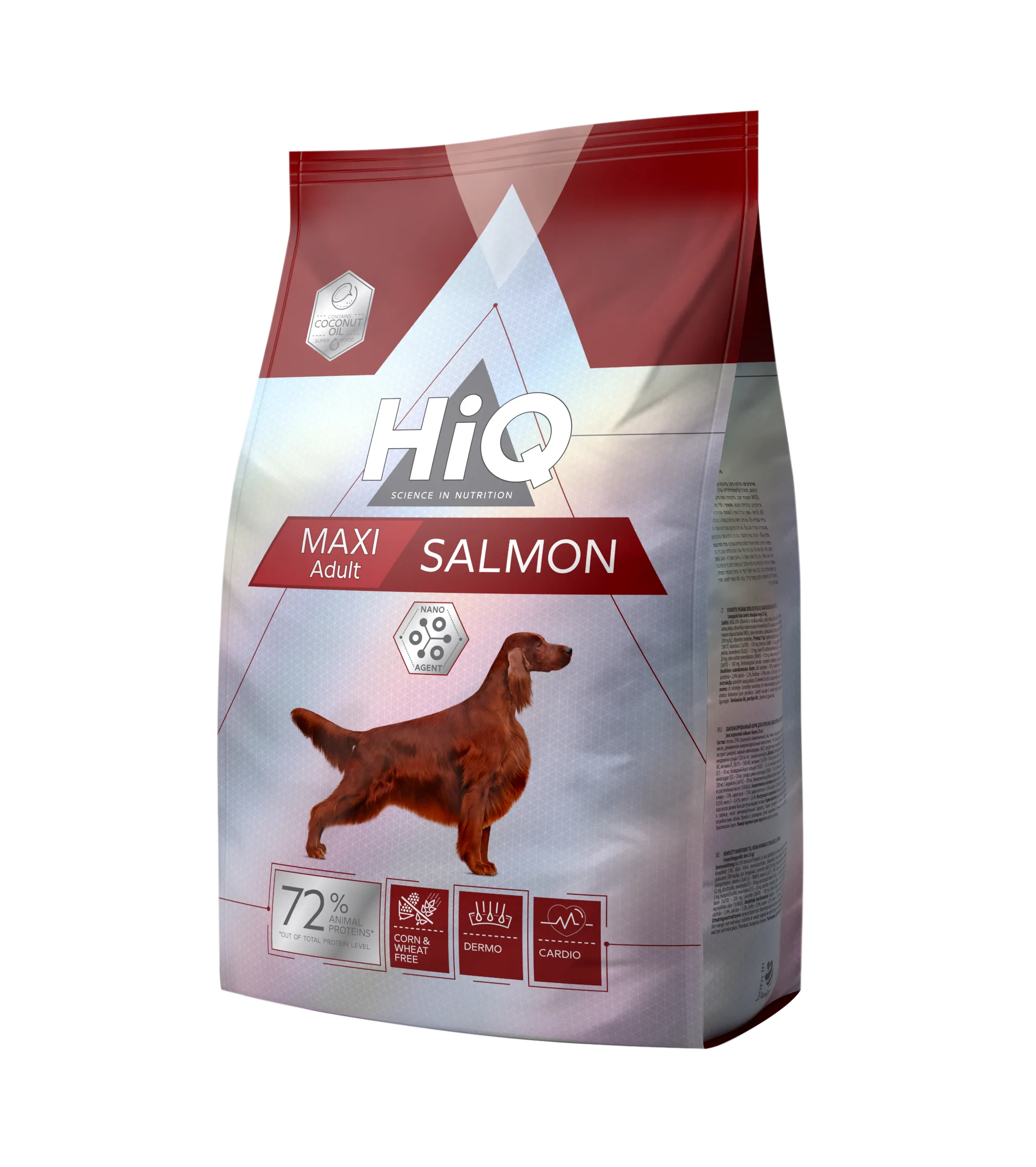 HiQ Maxi Adult Salmon сухой корм для взрослых собак больших пород с лососем – 2,8 кг