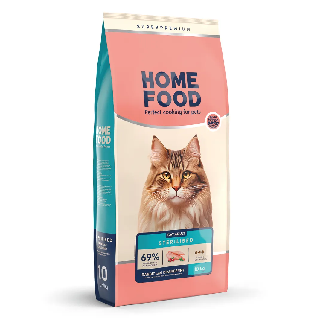 Home Food CAT Adult Sterilized Rabbit and Cranberry, 10 кг, сухий корм для дорослих стерилізованих кішок, кролик і журавлина