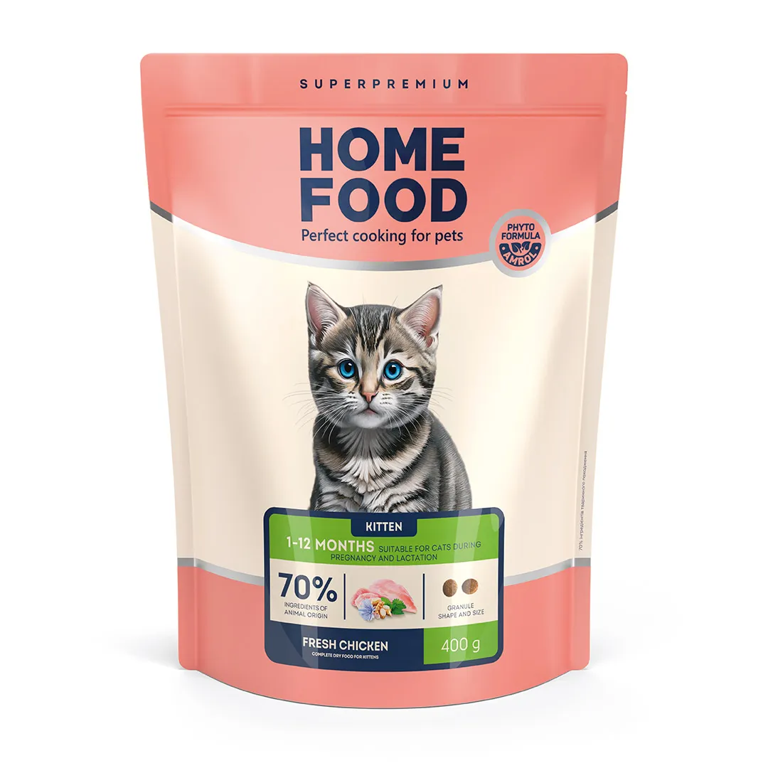 Home Food Kitten 1-12 Months Fresh Chicken сухой корм для котят, с курицей, 400 г