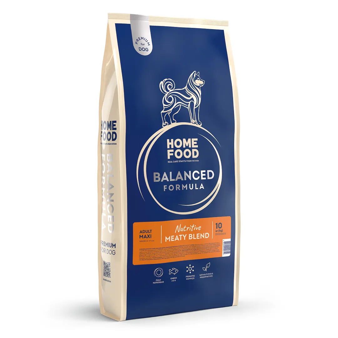 Home Food DOG Adult Maxi balanced Formula Nutritive Meaty Blend, 10 кг, сухой корм для взрослых собак больших пород, мясное ассорти