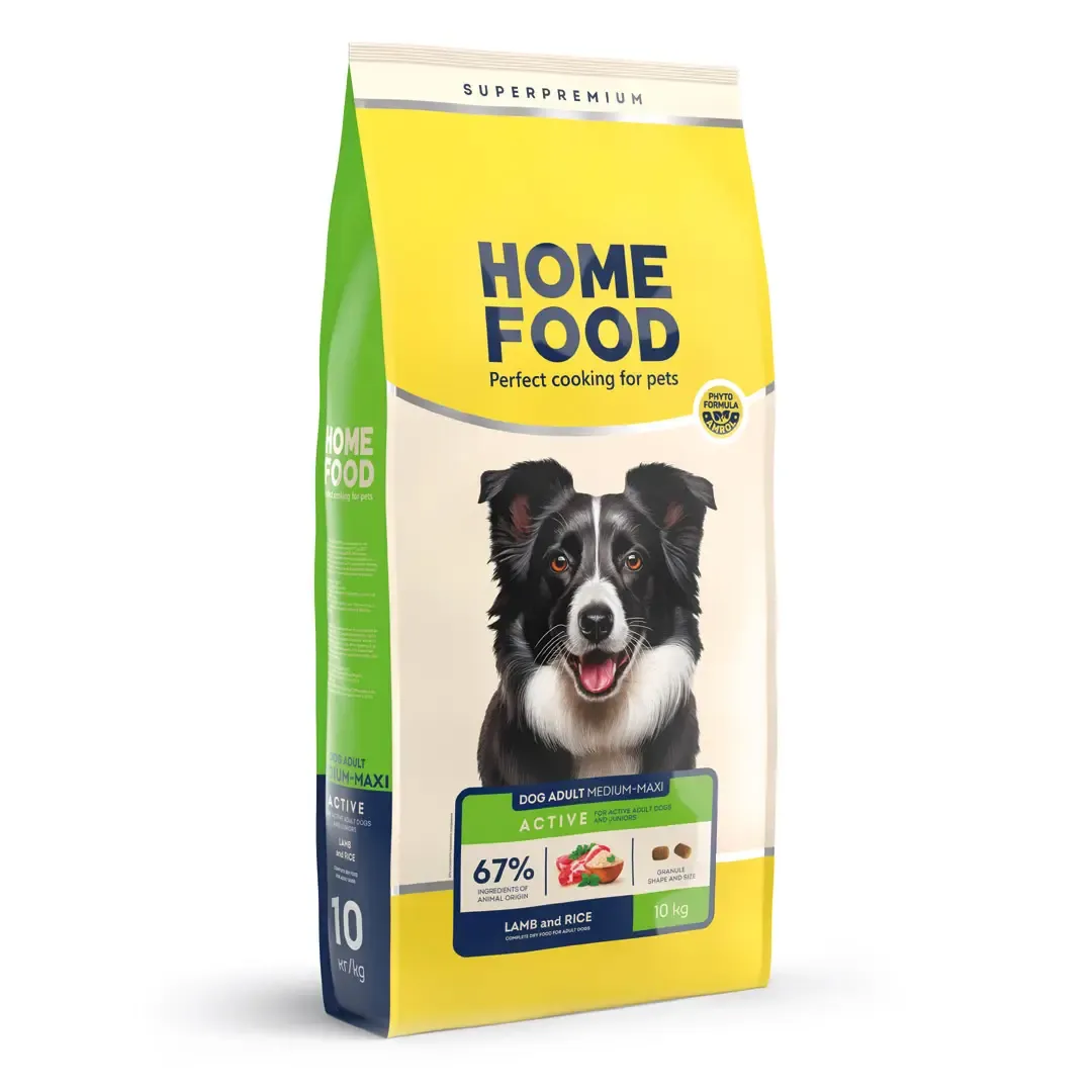 Home Food DOG Adult Medium/Maxi Active Lamb and Rice, 10 кг, сухой корм для взрослых активных собак и юниоров средних и крупных пород, ягнятина с рисом