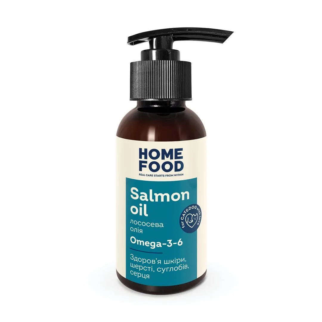 Home Food Salmone Oil Omega-3-6, 100 мл, лососевое масло для собак и кошек, здоровье кожи и блеск шерсти