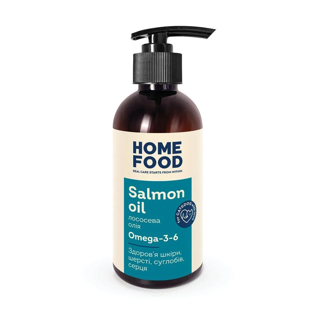 Home Food Salmone Oil Omega-3-6, 200 мл, лососевое масло для собак и кошек, здоровье кожи и блеск шерсти