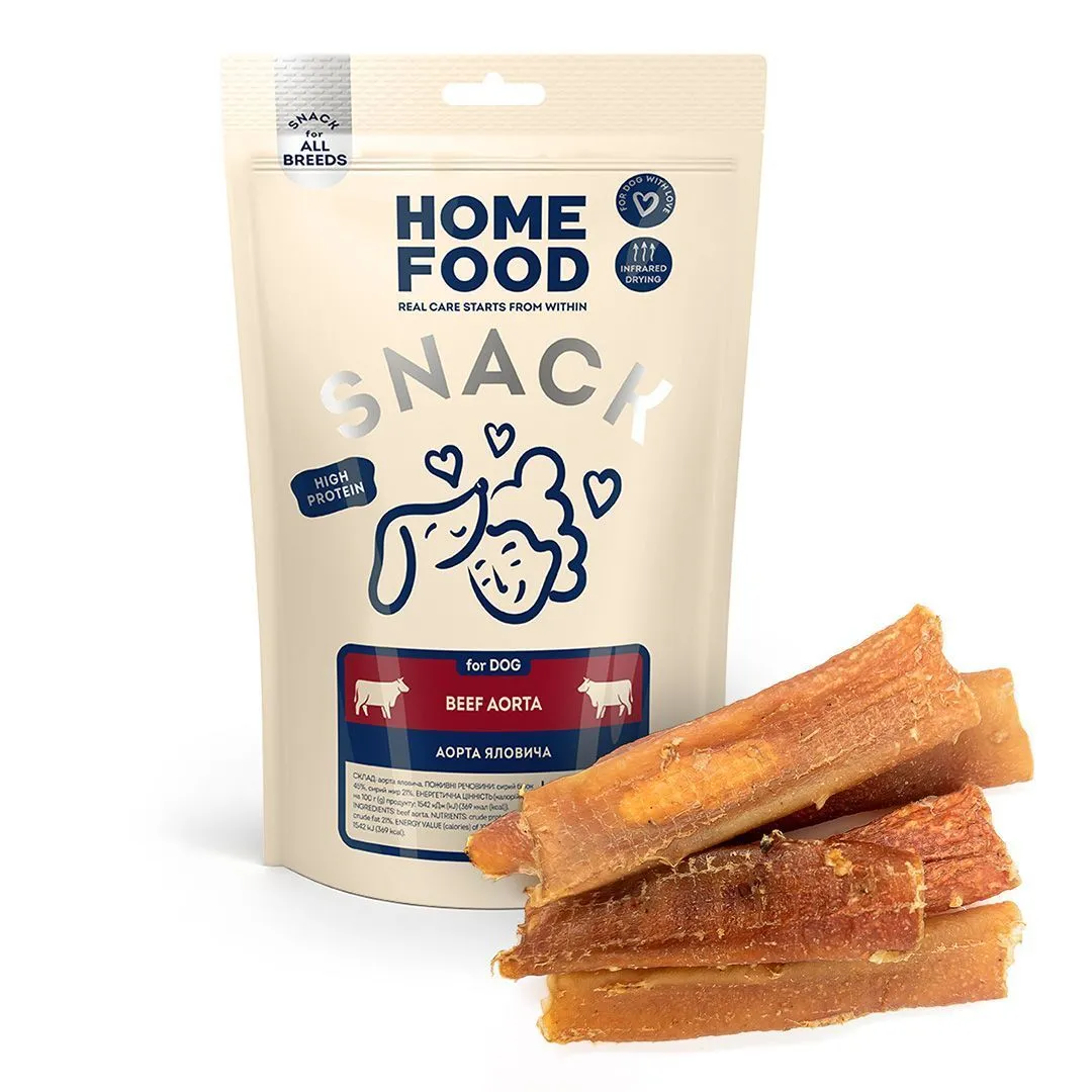 Home Food DOG Beef Aorta лакомство для собак, говяжья аорта, 80 г