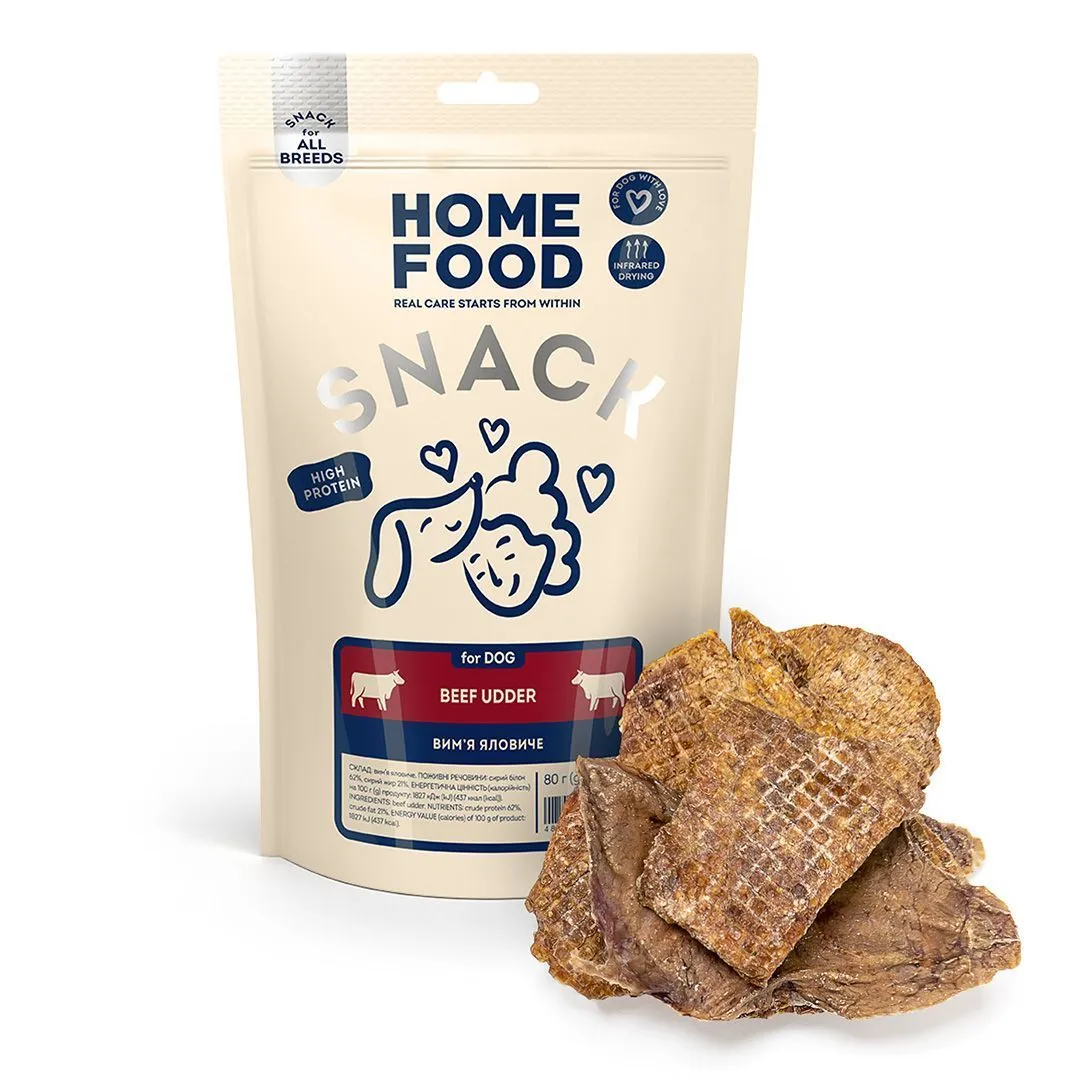 Home Food DOG beef Under лакомство для собак, говяжье вымя, 80 г