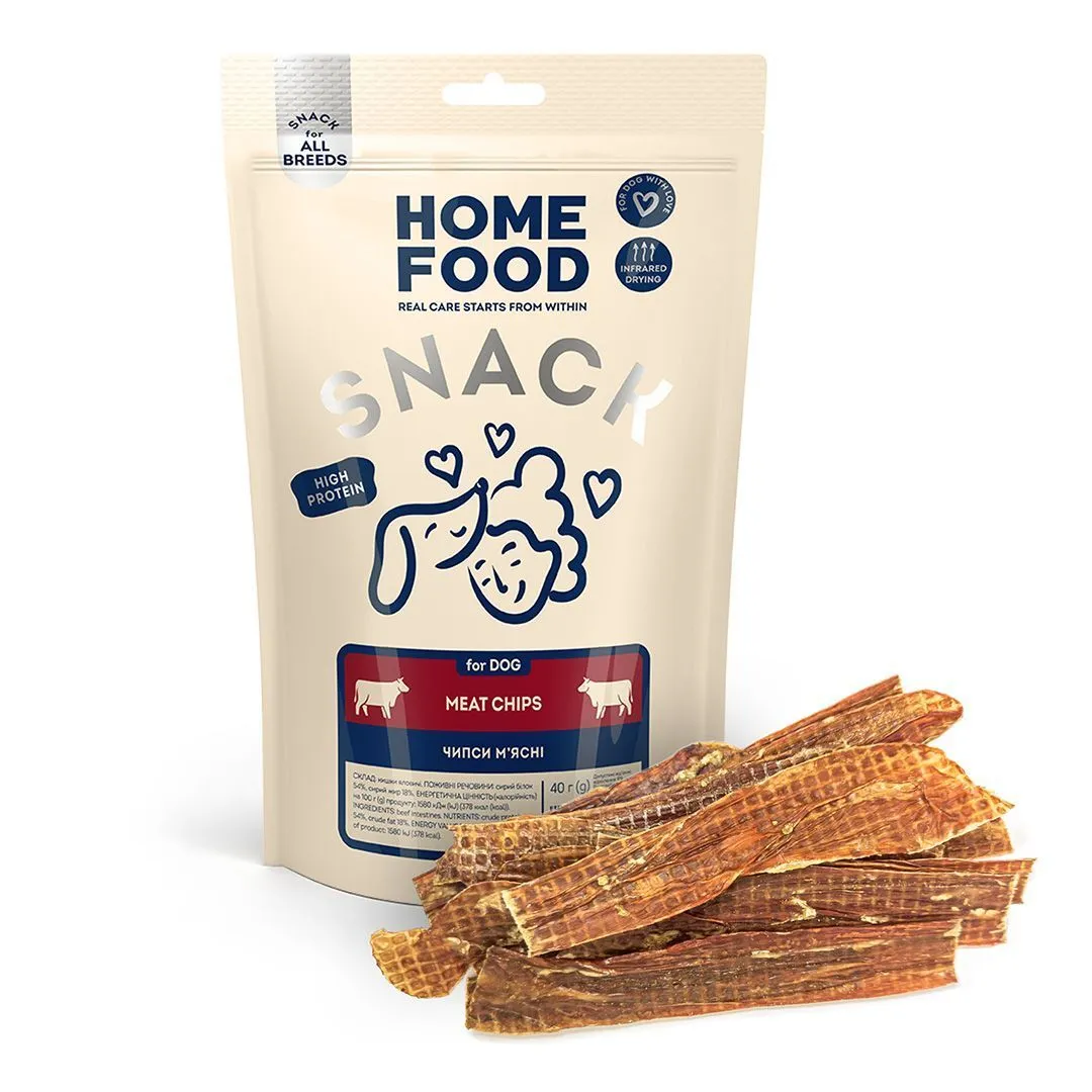 Home Food DOG лакомство для собак, мясные чипсы - 40 г