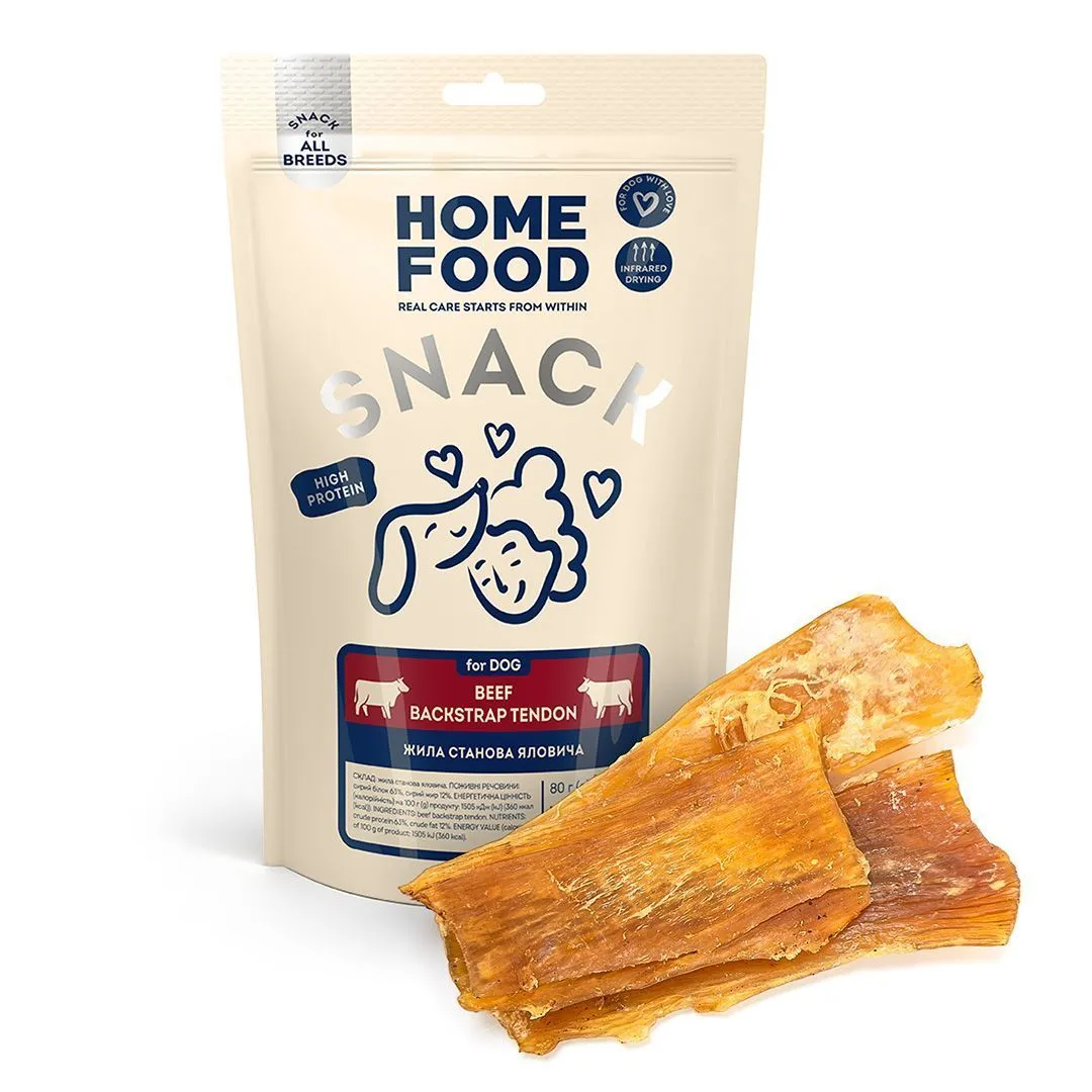 Home Food DOG Beef Backstrap Tendon лакомство для собак, жилое сословие говяжье, 80 г Home Food DOG Beef Backstrap Tendon лакомство для собак, жилое сословие говяжье, 80 г