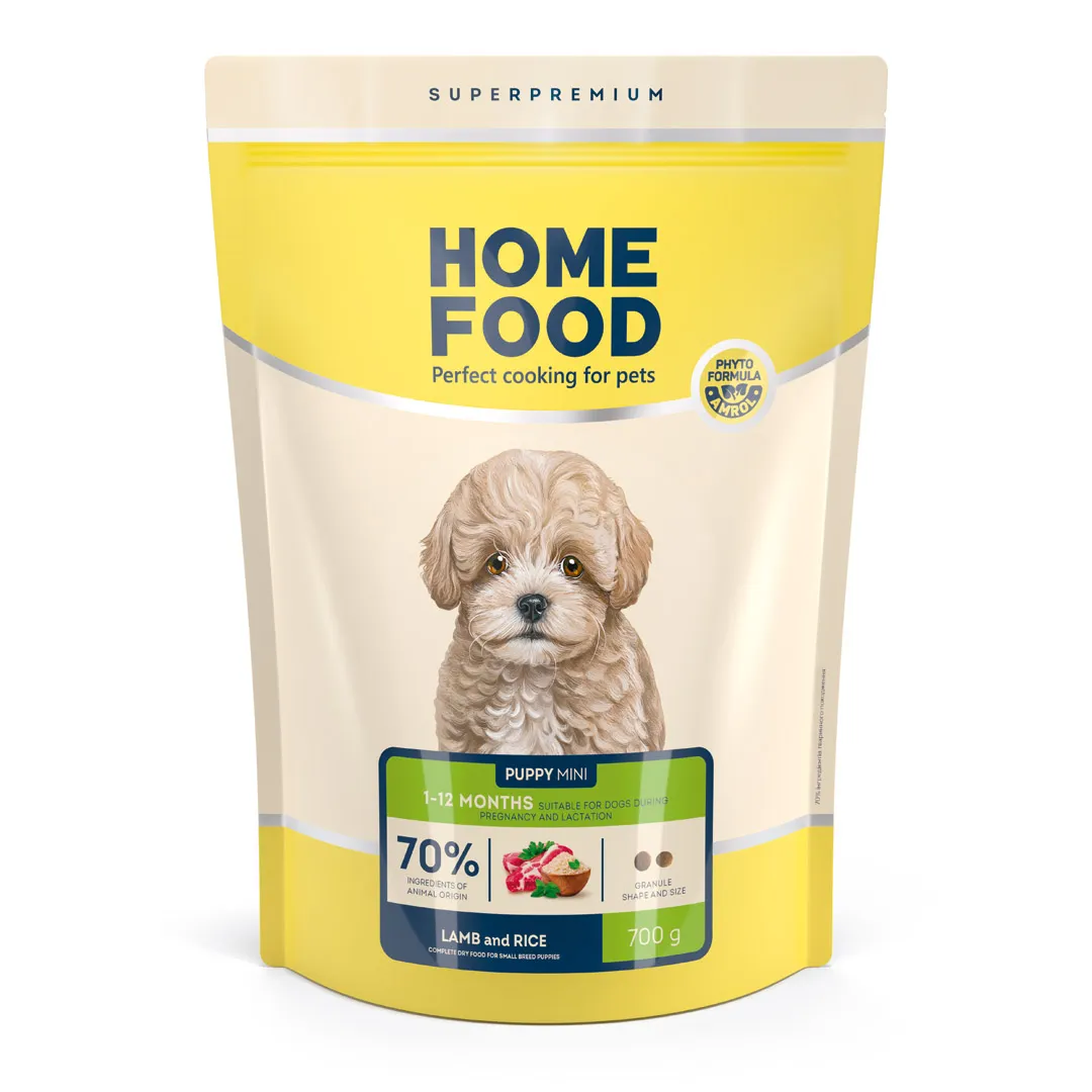 Home Food Puppy Mini Lamb and Rice, 700 г, сухой корм для щенков малых пород, ягненок и рис