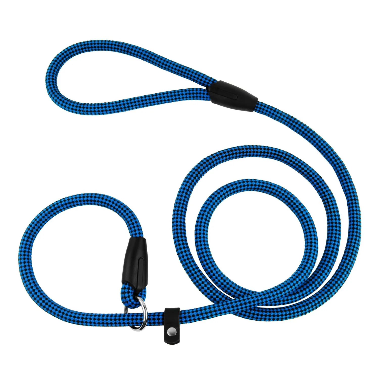 Bronzedog Active Поводок-Удавка для Собак из Альпинистского Шнура Тренировочный Черно-Голубой L/XL