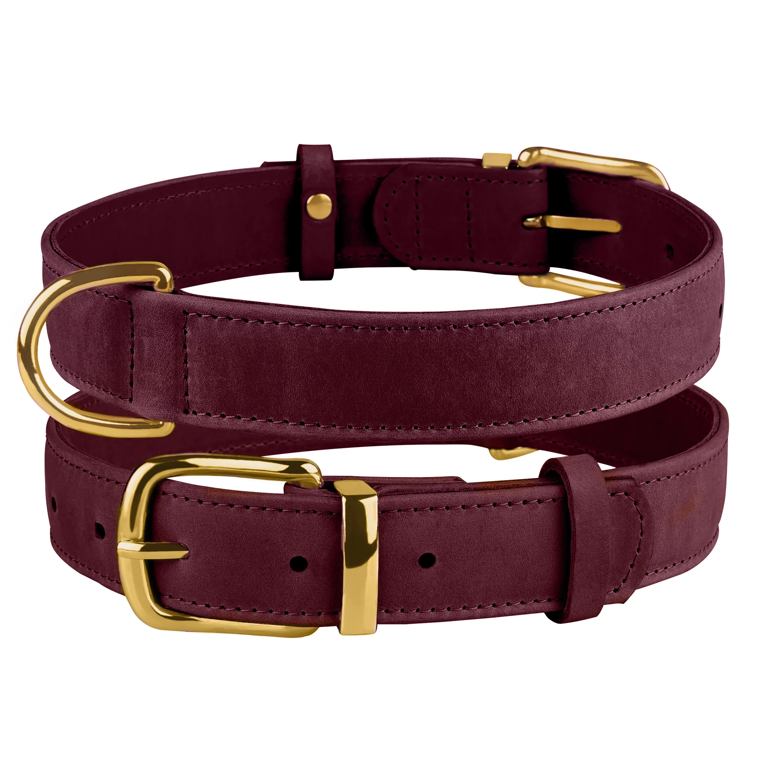 BronzeDog Crazy Ошейник для собак кожаный бордовый XL
