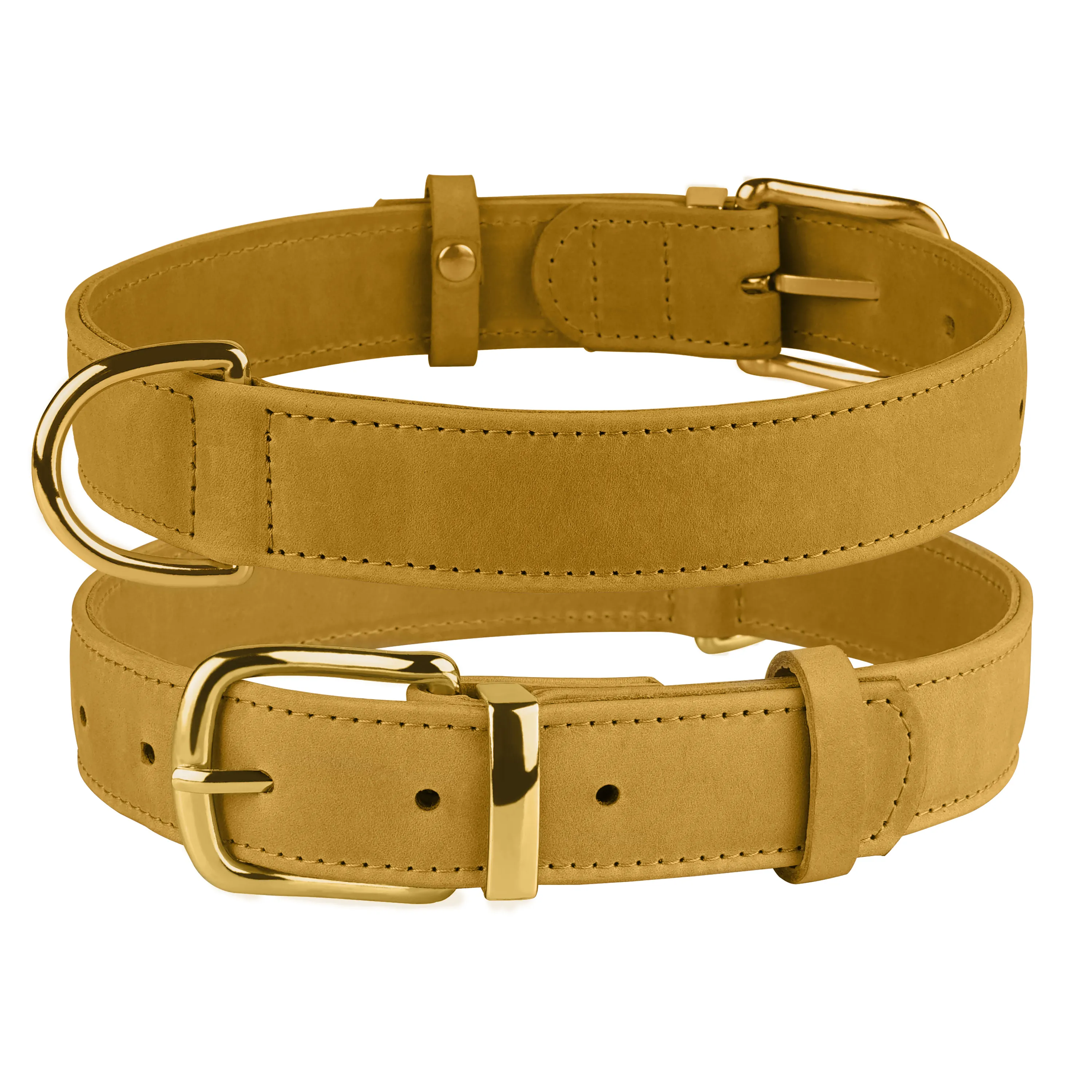 BronzeDog Crazy Ошейник для собак кожаный горчичный XL