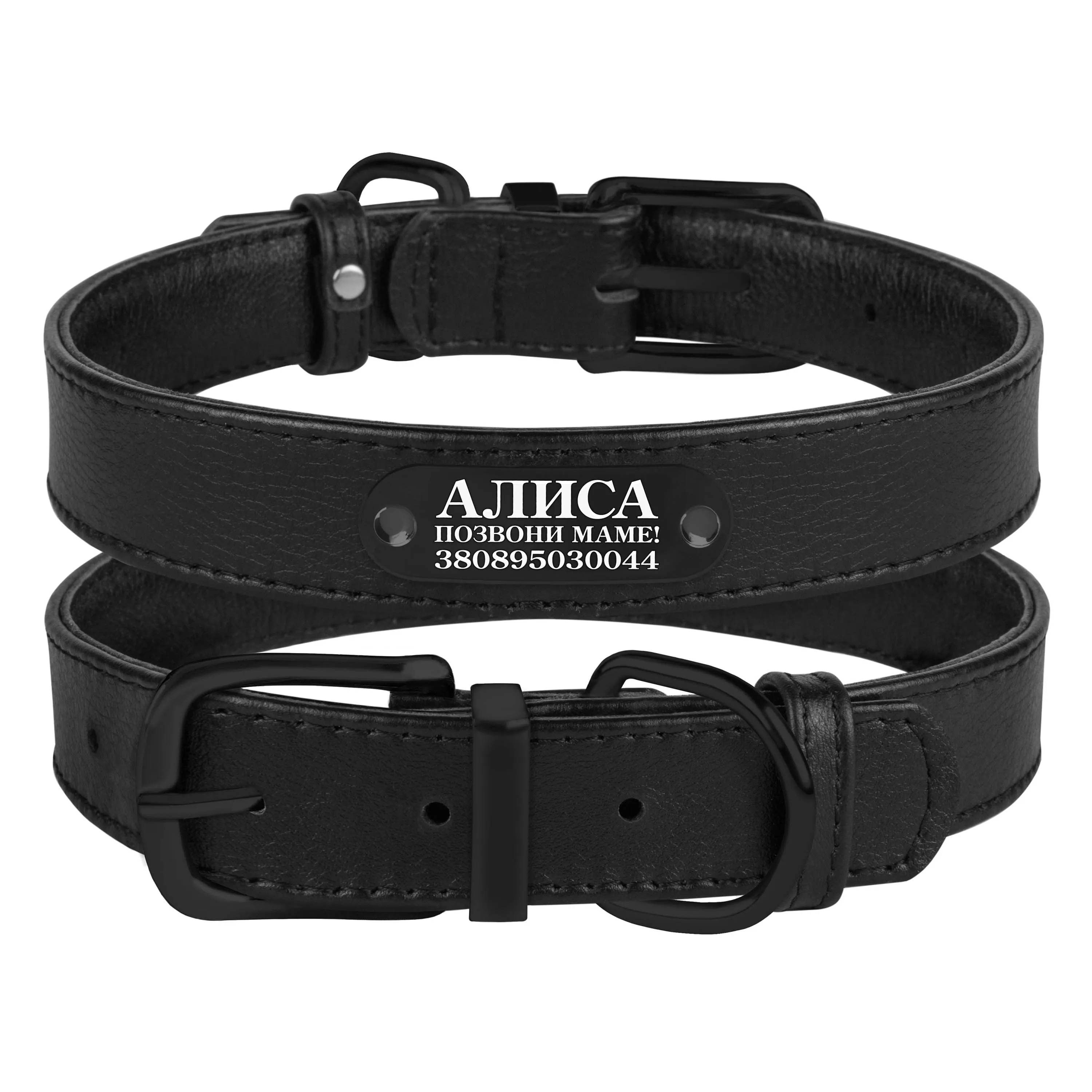 BronzeDog Premium Ошейник для Собак Кожаный с Металлической Фурнитурой Черный 2XL