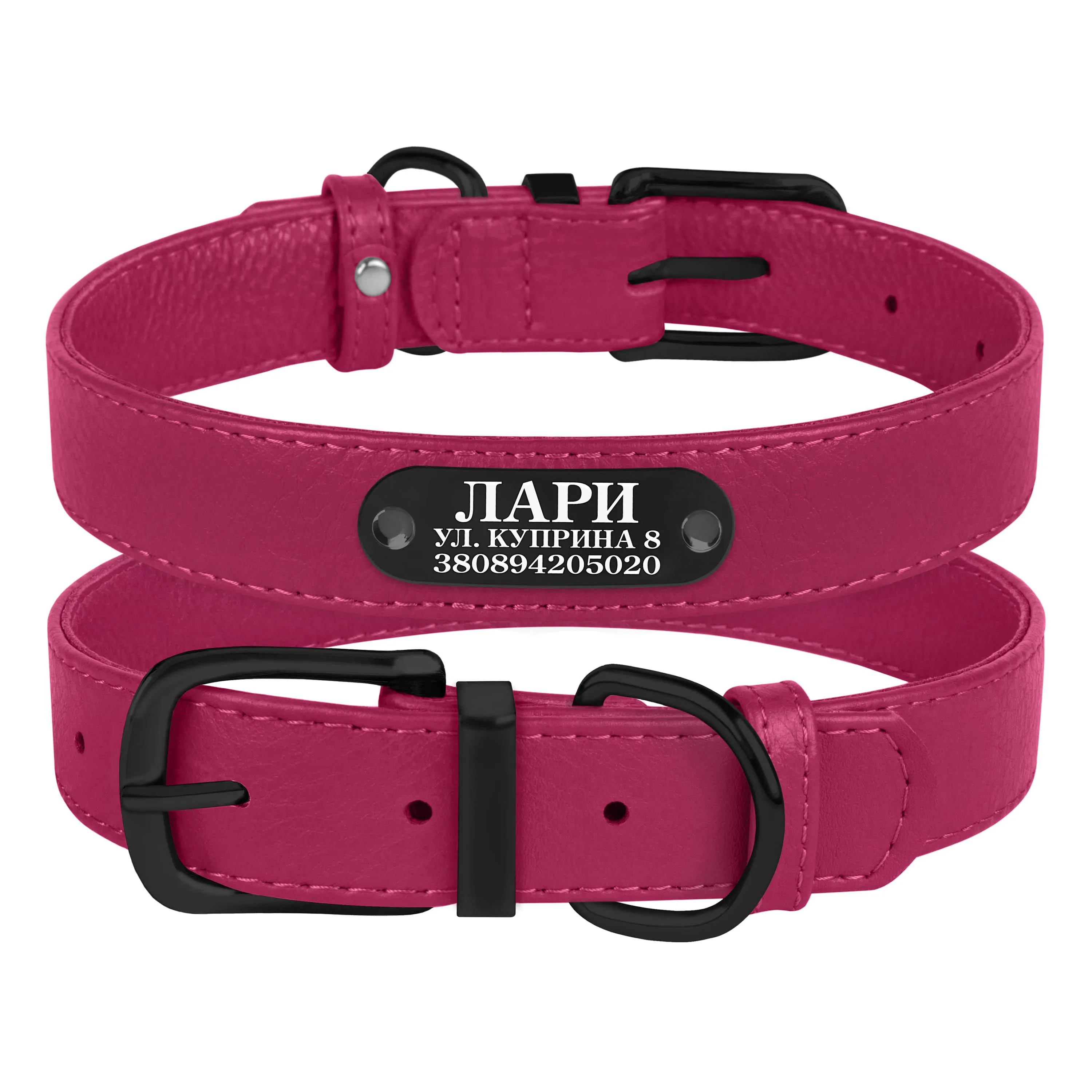 BronzeDog Premium Ошейник для Собак Кожаный с Металлической Фурнитурой Розовый 2XL